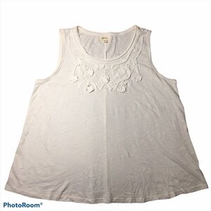 Style & Co White Embroidered Knit Tank Top Plus Size XL Extra Large
